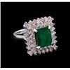 Image 1 : 14KT White Gold 3.34 ctw Emerald and Diamond Ring