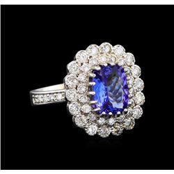 14KT White Gold 2.46 ctw Tanzanite and Diamond Ring