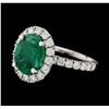 Image 1 : 2.50 ctw Emerald and Diamond Ring - 14KT White Gold