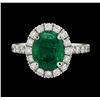 Image 2 : 2.50 ctw Emerald and Diamond Ring - 14KT White Gold