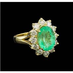 4.78 ctw Emerald and Diamond Ring - 14KT Yellow Gold