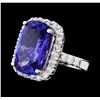 Image 1 : 10.59 ctw Tanzanite and Diamond Ring - 14KT White Gold