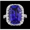 Image 2 : 10.59 ctw Tanzanite and Diamond Ring - 14KT White Gold