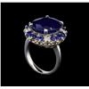 Image 4 : 14KT White Gold 15.52 ctw Sapphire and Diamond Ring