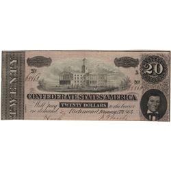 1864 $20 Confederate States of America Bank Note