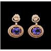 Image 1 : 14KT Rose Gold 4.26 ctw Tanzanite and Diamond Earrings