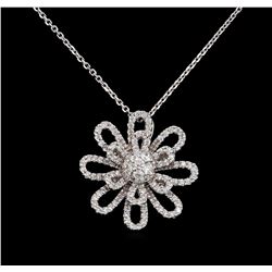 1.14 ctw Diamond Pendant With Chain - 18KT White Gold