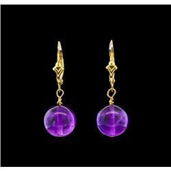 Amethyst Earrings - 14KT Yellow Gold