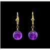 Image 1 : Amethyst Earrings - 14KT Yellow Gold