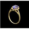 Image 4 : 14KT Yellow Gold 1.50 ctw Tanzanite and Diamond Ring