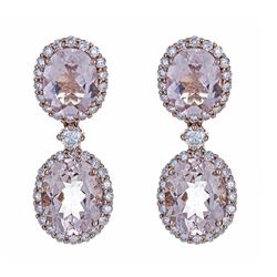 7.35 ctw Morganite and Diamond Earrings - 14KT Rose Gold