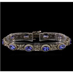 14KT White Gold 7.90 ctw Tanzanite and Diamond Bracelet