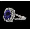 Image 1 : 1.69 ctw Tanzanite and Diamond Ring - 18KT White Gold