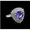 Image 1 : 1.72 ctw Tanzanite and Diamond Ring - 14KT White Gold