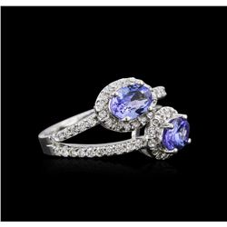 14KT White Gold 1.37 ctw Tanzanite and Diamond Ring