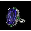 Image 1 : 14.43 ctw Tanzanite, Tsavorite, and Diamond Ring - 14KT White Gold