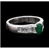 Image 1 : 14KT White Gold 0.43 ctw Emerald and Diamond Ring