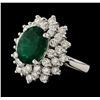 Image 1 : 4.04 ctw Emerald and Diamond Ring - 14KT White Gold