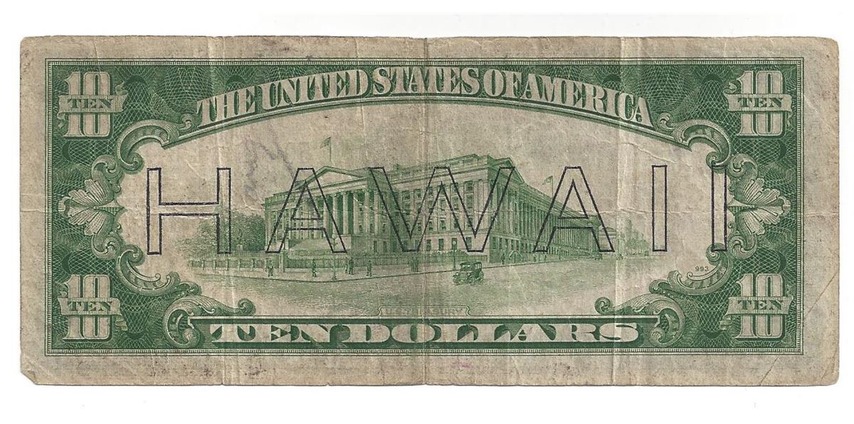 1934 $10 Hawaii Federal Reserve Note Currency