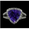 Image 2 : 6.10 ctw Tanzanite and Diamond Ring - 14KT White Gold