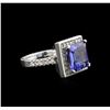 Image 1 : 4.25 ctw Tanzanite and Diamond Ring - 14KT White Gold
