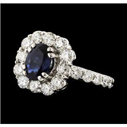 1.45 ctw Sapphire and Diamond Ring - 14KT White Gold