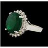 Image 1 : 6.65 ctw Emerald and Diamond Ring - 14KT White Gold