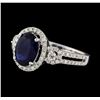 Image 1 : 1.71 ctw Sapphire and Diamond Ring - 14KT White Gold