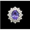 Image 2 : 14KT White Gold 5.05 ctw Tanzanite and Diamond Ring