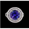 Image 2 : 14KT Two-Tone Gold 6.30 ctw Tanzanite and Diamond Ring