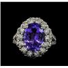 Image 2 : 6.00 ctw Tanzanite and Diamond Ring - 14KT White Gold