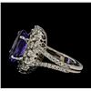 Image 3 : 6.00 ctw Tanzanite and Diamond Ring - 14KT White Gold