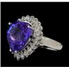 10.06 ctw Tanzanite and Diamond Ring - 14KT White Gold