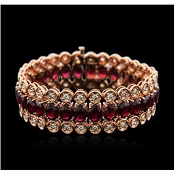 14KT Rose Gold 44.70 ctw Ruby and Diamond Bracelet