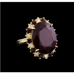 25.40 ctw Ruby and Diamond Ring - 14KT Yellow Gold