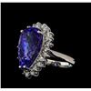 12.46 ctw Tanzanite and Diamond Ring - 14KT White Gold