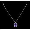 Image 1 : 11.33 ctw Tanzanite and Diamond Pendant With Chain - 14KT White Gold
