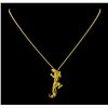 Image 2 : 0.04 ctw Diamond Leopard Pendant With Chain - 18KT Yellow Gold