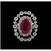 Image 2 : GIA Cert 4.22 ctw Ruby and Diamond Ring - 14KT White Gold