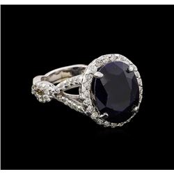 14KT White Gold 5.62 ctw Sapphire and Diamond Ring