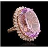 Image 1 : 14KT Rose Gold 45.02 ctw GIA Certified Kunzite and Diamond Ring