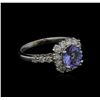 Image 1 : 1.15 ctw Tanzanite and Diamond Ring - 14KT White Gold