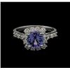 Image 2 : 1.15 ctw Tanzanite and Diamond Ring - 14KT White Gold