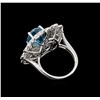 Image 3 : 8.44 ctw Blue Zircon and Diamond Ring - 14KT White Gold