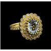 Image 1 : 14KT Yellow Gold 2.27 ctw Aquamarine and Diamond Ring