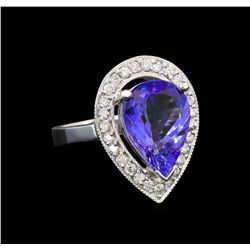 14KT White Gold 5.00 ctw Tanzanite and Diamond Ring