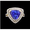 Image 2 : 14KT Yellow Gold 4.96 ctw Tanzanite and Diamond Ring