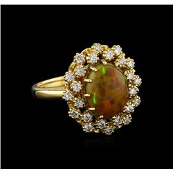 2.20 ctw Opal and Diamond Ring - 14KT Yellow Gold