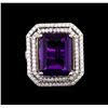 Image 2 : 14KT Two-Tone 11.31 ctw Amethyst and Diamond Ring