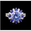 Image 2 : 14KT White Gold 2.49 ctw Tanzanite, Sapphire and Diamond Ring